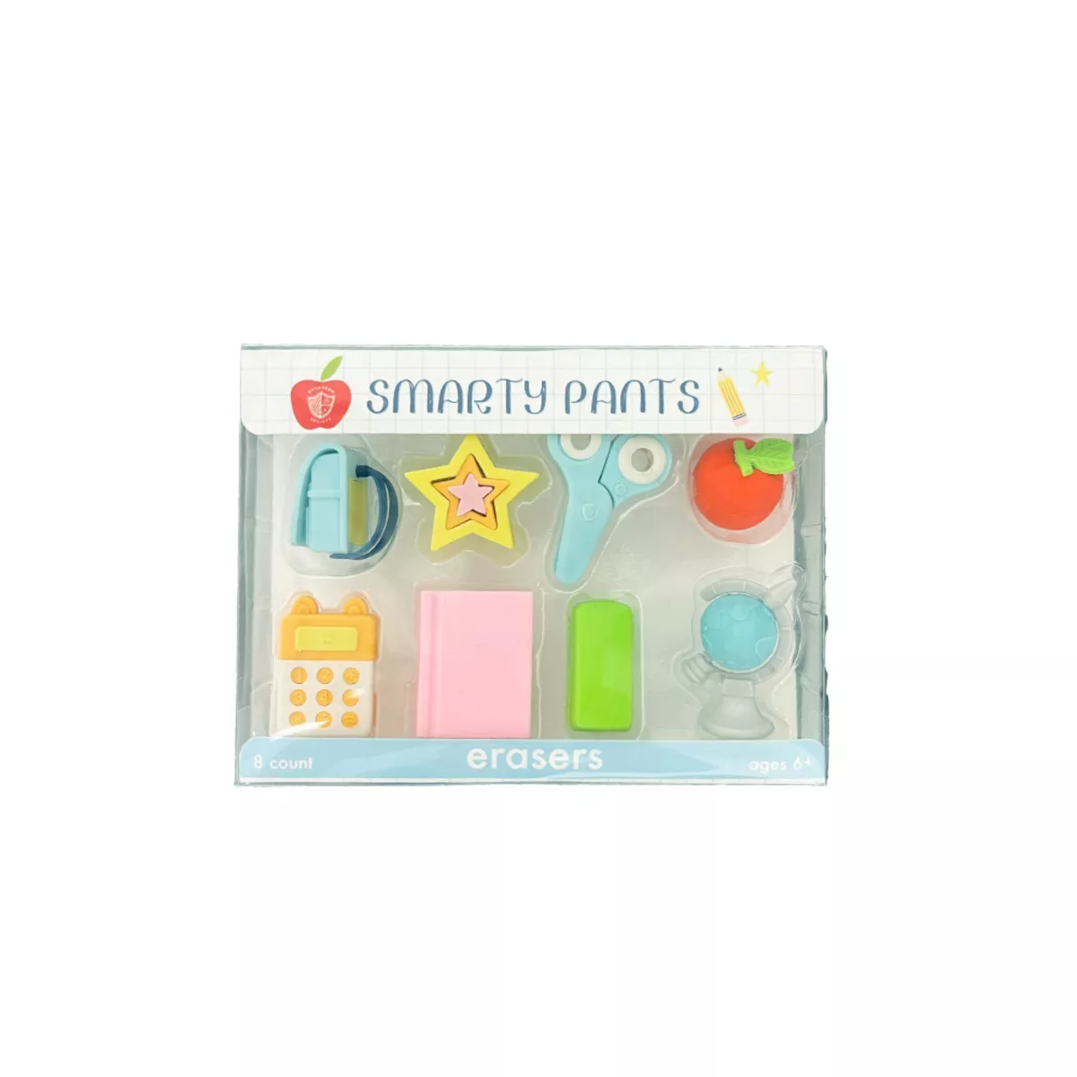 Back to School Smarty Pants Erasers - Pack of 8 Mini Erasers