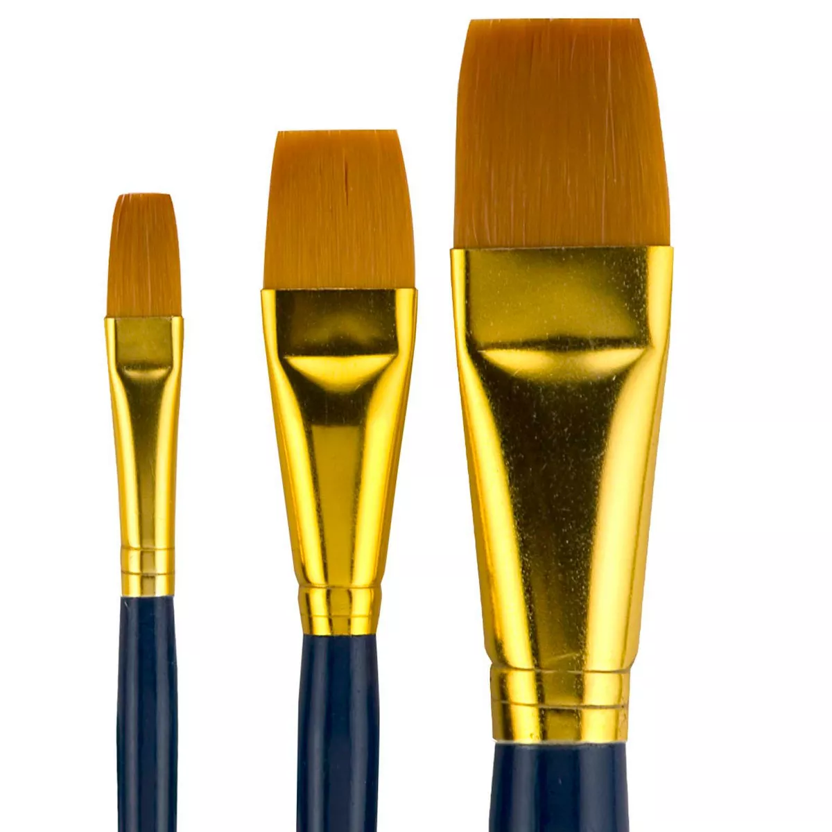 Paint Brush Set Short Handled For Decorative Arts, Watercolor, Acrylic, Oils, Set Of 3 Golden Wash Paint Brushes - Set No. 17