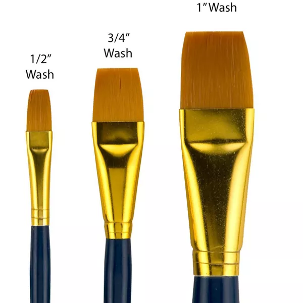 Paint Brush Set Short Handled For Decorative Arts, Watercolor, Acrylic, Oils, Set Of 3 Golden Wash Paint Brushes - Set No. 17 - 图片 2