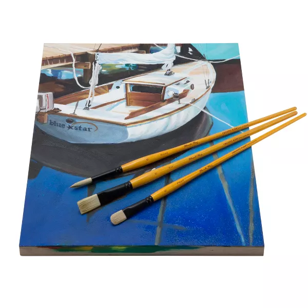 Professional Synthetic Hog Bristle Paint Brush- Alternative to Natural Hog Hair Paint Brushes for Oil Painting, Acrylics, Inks, Gouache - 图片 3